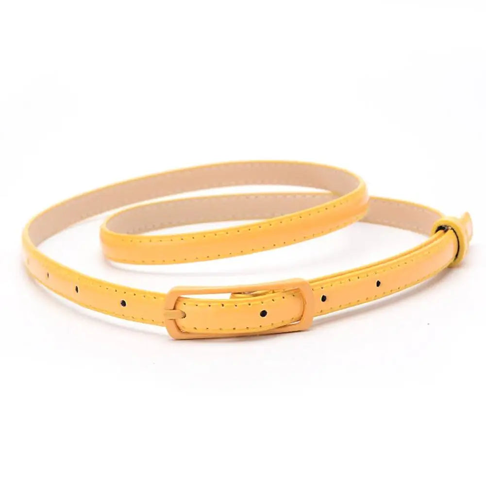 Thin Faux Leather Waist Belt – Adjustable Fashion Accessory for Dress Jeans