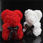 Artificial Rose Bear – 25cm Flower Figurine for Valentine Anniversary Gift