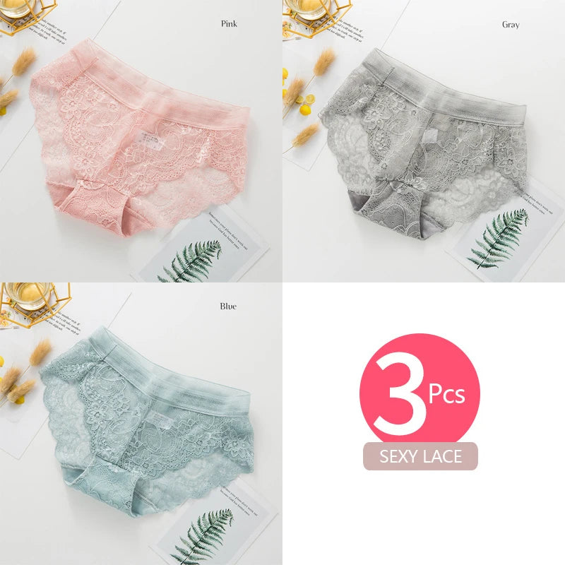 Seamless Lace Thong Panties – Low-Rise Cotton Crotch Lingerie for Women