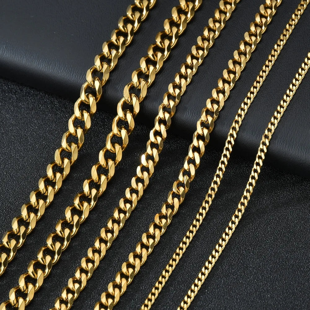 Stainless Steel Cuban Link Chain – 3-7mm Necklace for Men and Women