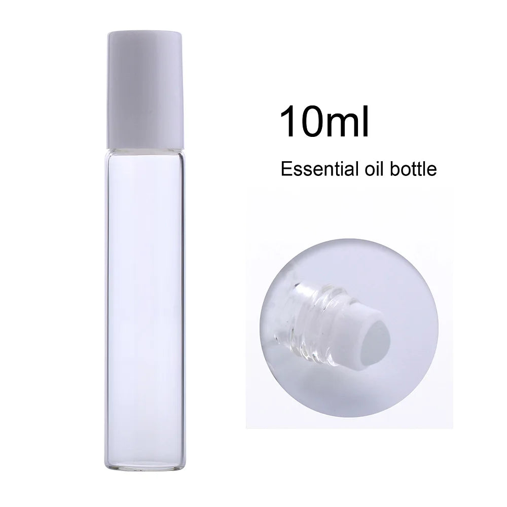 Glass Roll-On Vials – 10ml Transparent Essential Oil Bottles for Aromatherapy