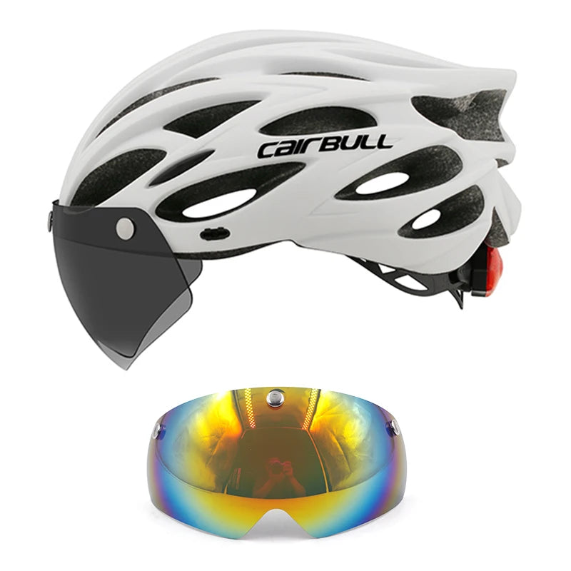 Adjustable Cycling Helmet – LED Light Visor for Road and Mountain Bike