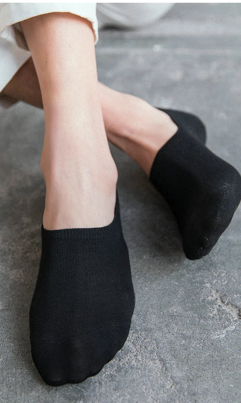 Invisible Cotton Boat Socks – Non-Slip Silicone Ankle Liners for Men