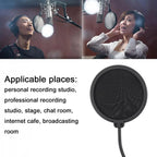 Double Layer Pop Filter – Flexible Mic Wind Screen for Studio Recording