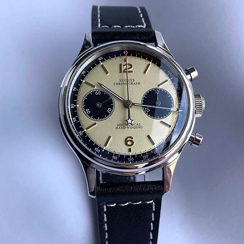 Sugess 1963 Mechanical Chronograph Watch – Sapphire Pilot Style for Men