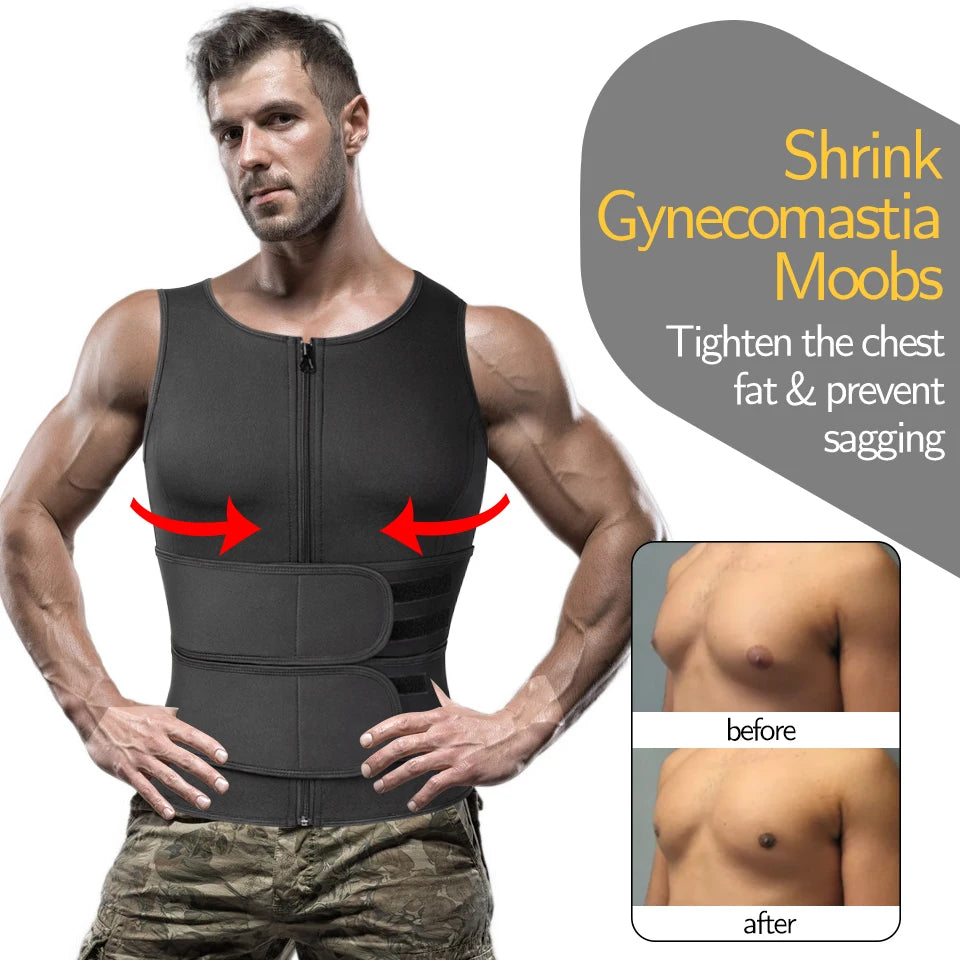 Men Sweat Sauna Vest – Neoprene Body Shaper for Gym Weight Loss