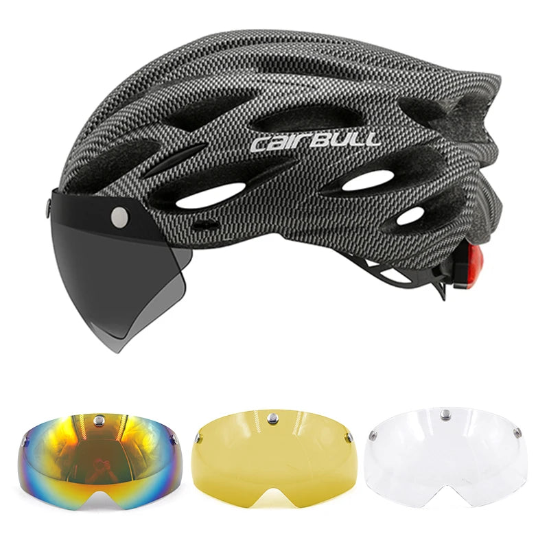 Adjustable Cycling Helmet – LED Light Visor for Road and Mountain Bike
