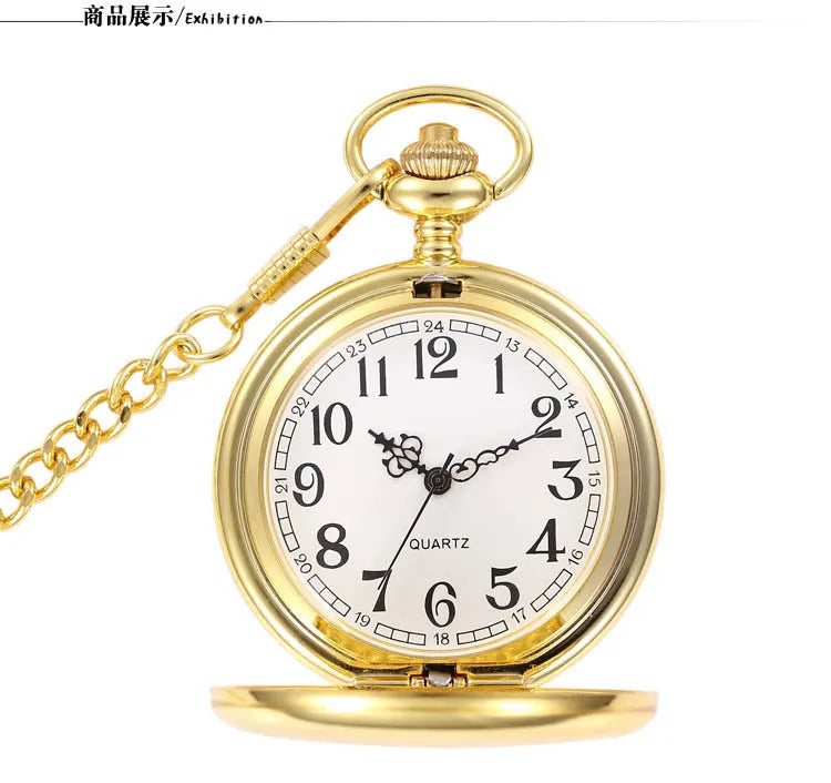 Vintage Roman Numeral Pocket Watch – 37cm Steel Fob Chain for Men and Women