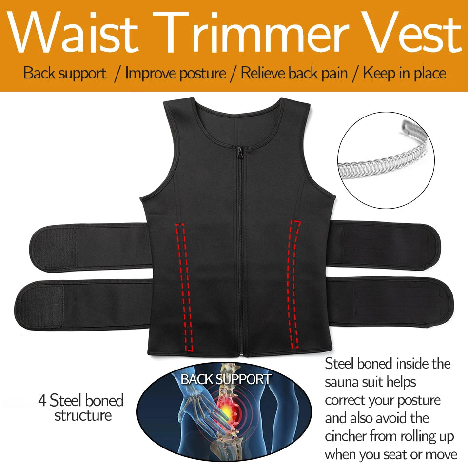Men Sweat Sauna Vest – Neoprene Body Shaper for Gym Weight Loss