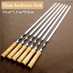 Stainless Steel BBQ Skewers – 55cm Long Handle Grill Sticks for Outdoor Cooking