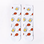 Novelty Food Print Crew Socks – Funny Cartoon Cotton Socks for Casual Wear