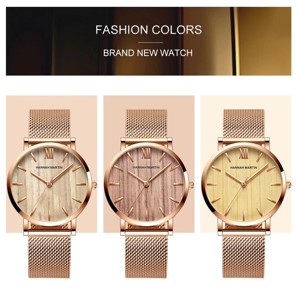 Rose Gold Stainless Steel Watch – Japan Quartz Waterproof for Ladies