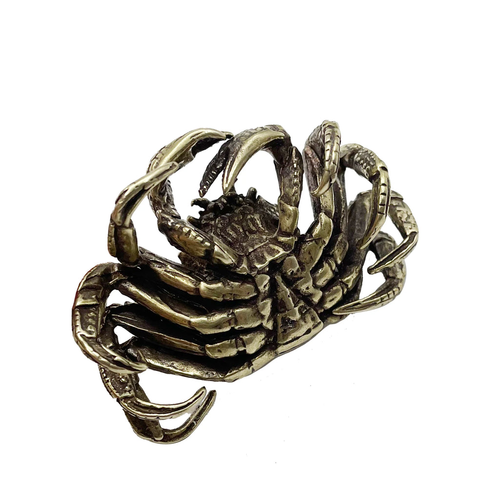 Solid Brass Crab Figurine – Antique Bronze Tea Pet for Home Decoration