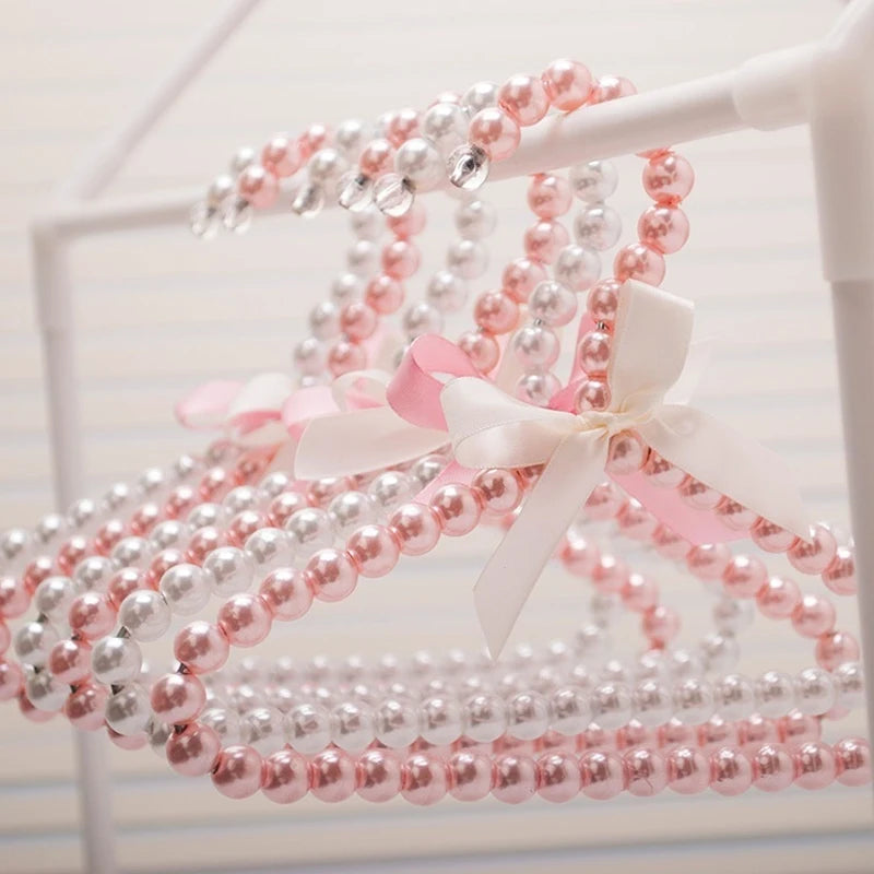 Pearl Beaded Bow Clothes Hangers – Decorative Kids Dress Storage Organizer