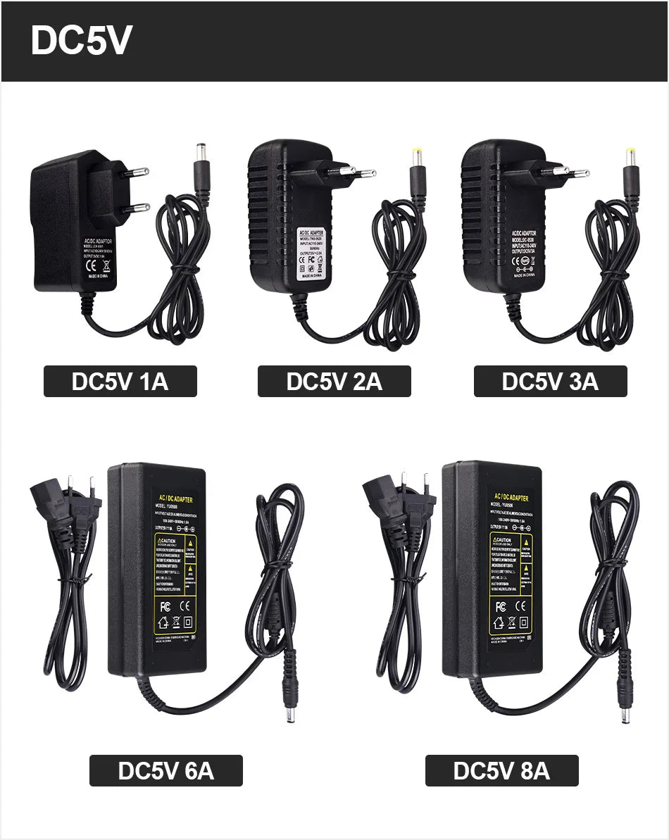 Universal LED Power Supply Adapter – Multi-Voltage Transformer for CCTV