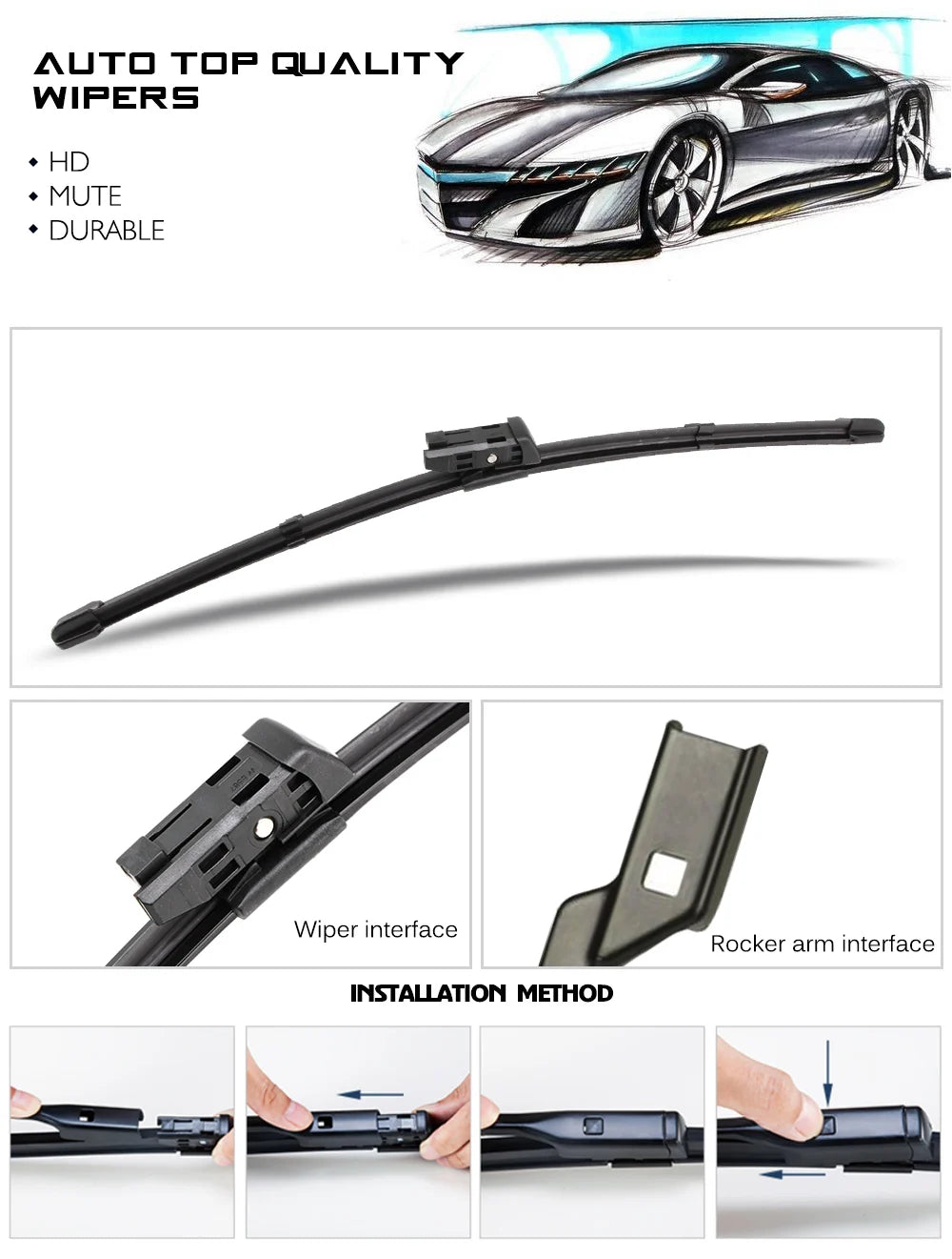 Front Windshield Wiper Blades – 24" and 20" Set for Audi A4 A5 A6 A7 Q3 Q5