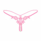 Lace G-String Thong – Pearl Back Bow Details for Sexy Lingerie
