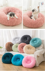 100cm Plush Donut Pet Bed – Calming Round Mat for Large Dogs and Cats