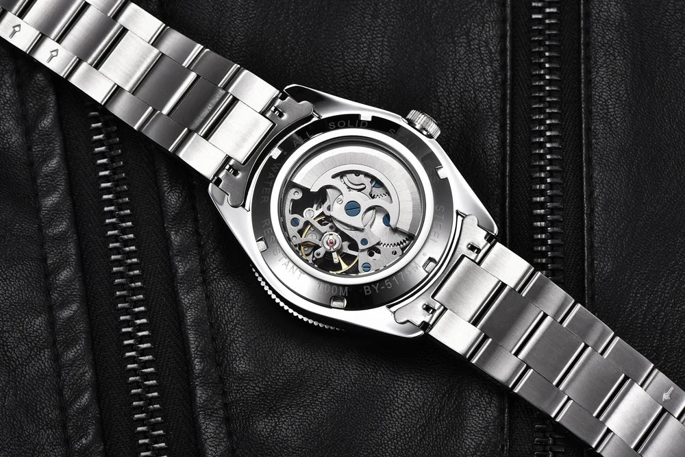 Automatic Mechanical Wristwatch – Stainless Steel for Business Men