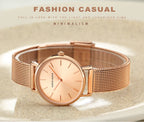 Rose Gold Stainless Steel Watch – Japan Quartz Waterproof for Ladies