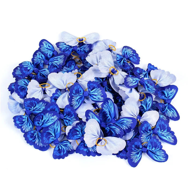 Handmade Ribbon Hair Bows – Elastic Pet Grooming Accessories for Dogs and Cats