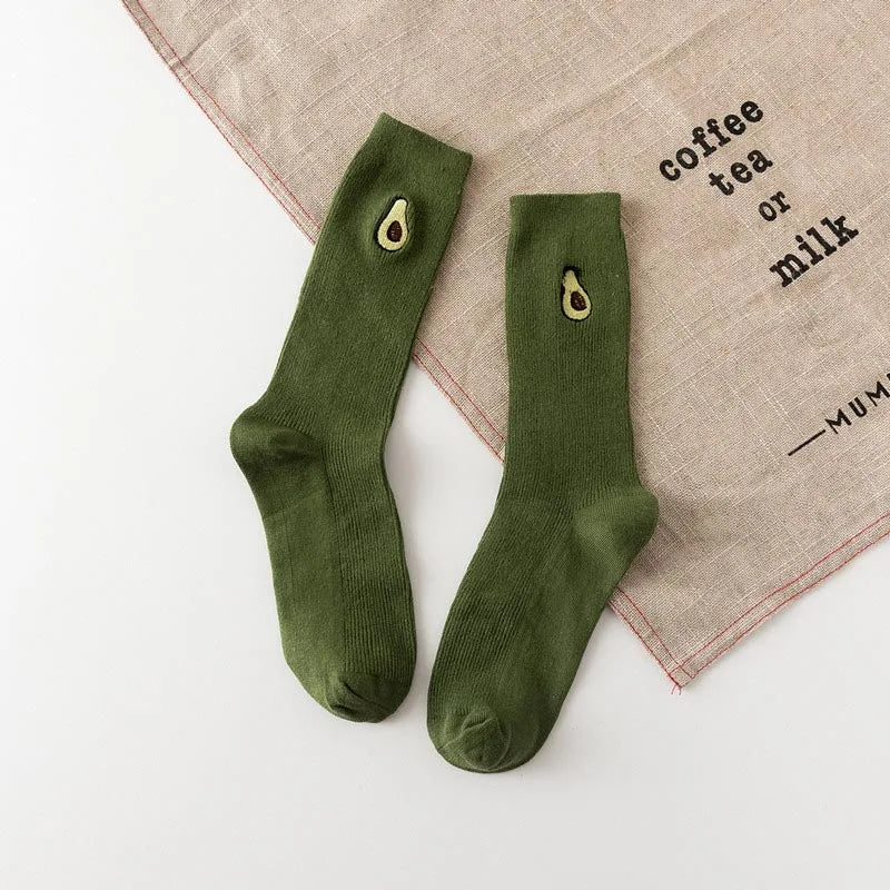 Novelty Food Print Crew Socks – Funny Cartoon Cotton Socks for Casual Wear
