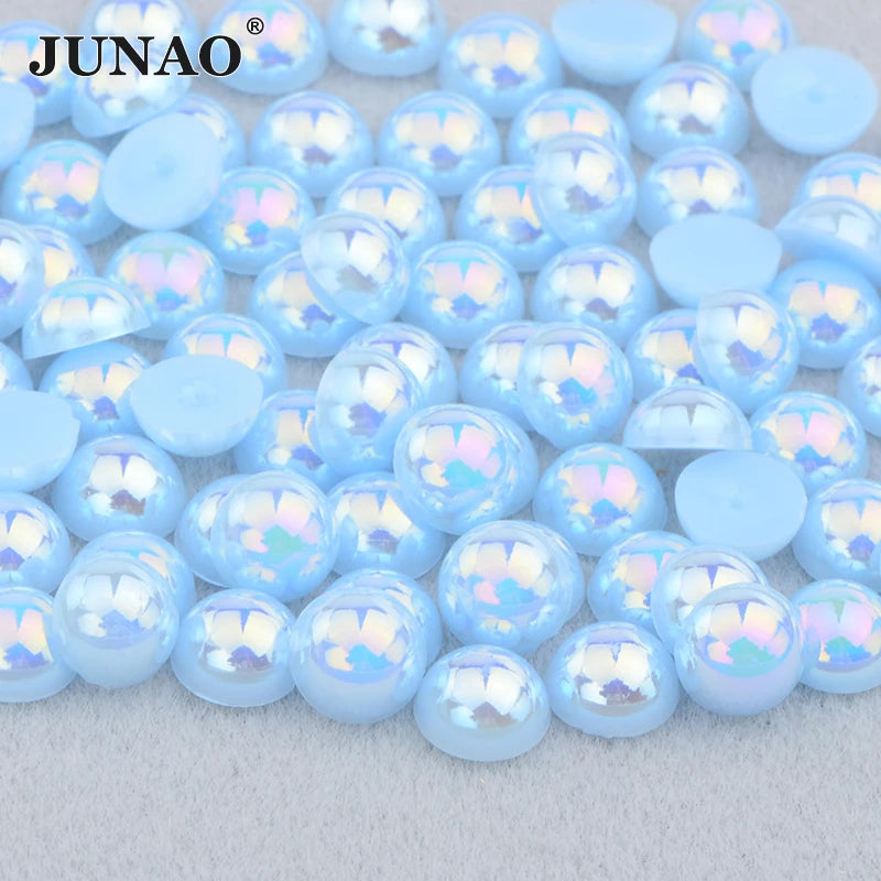 White AB Flatback Pearls – Assorted Size Beads for DIY Crafts and Jewelry