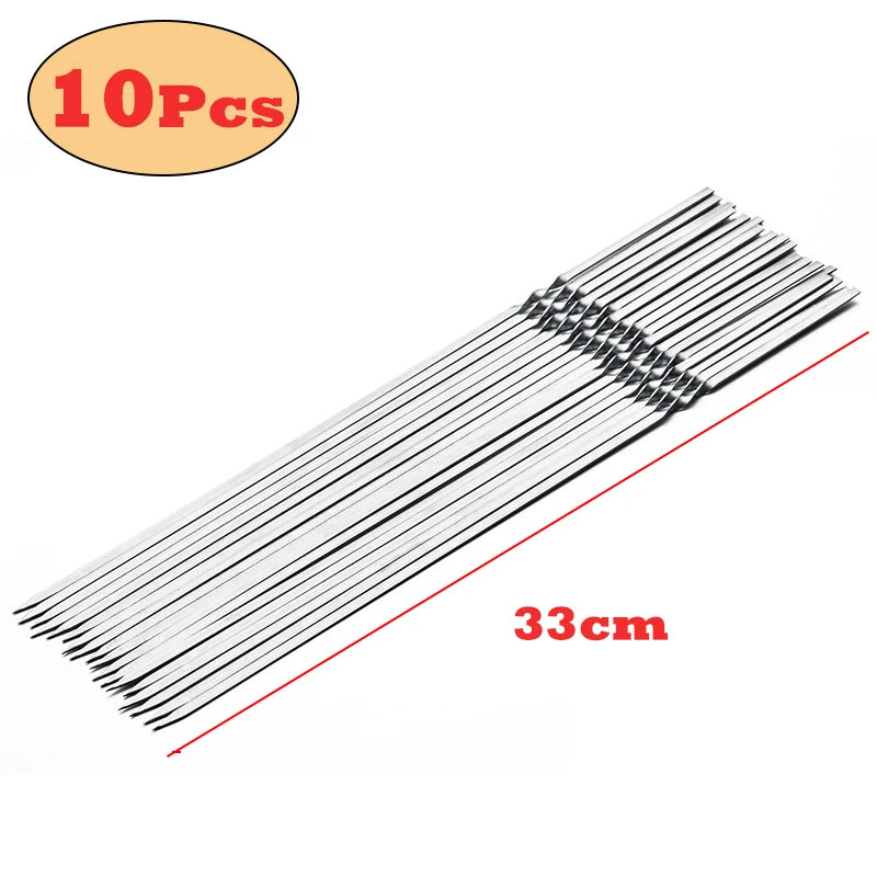 Stainless Steel Barbecue Skewers – Reusable Metal Kebabs for Outdoor Cooking
