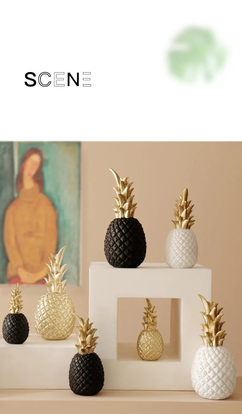 Gold Pineapple Statue – Nordic Metal Art for Modern Home Living Room Decor