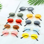 Retro Small Oval Sunglasses – UV400 Gradient Mirror Shades for Festival Wear