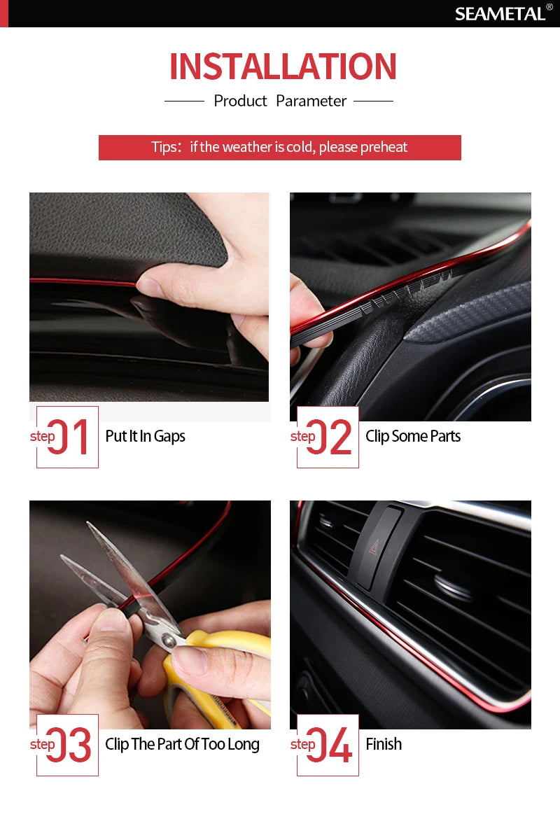 Flexible Car Interior Trim – 5m Decorative Molding for Dashboard Styling