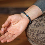 Lava Stone and Wood Bead Bracelet – 8mm Tibetan Buddha Jewelry for Men and Women