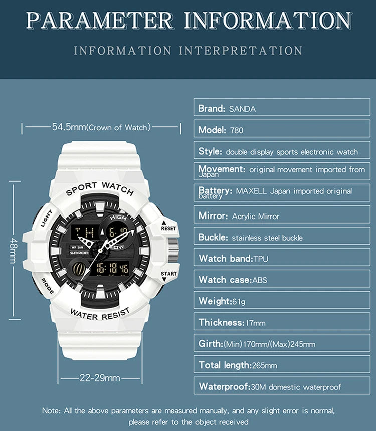 Digital Sports Watch – Waterproof LED Military Timepiece for Outdoor Men