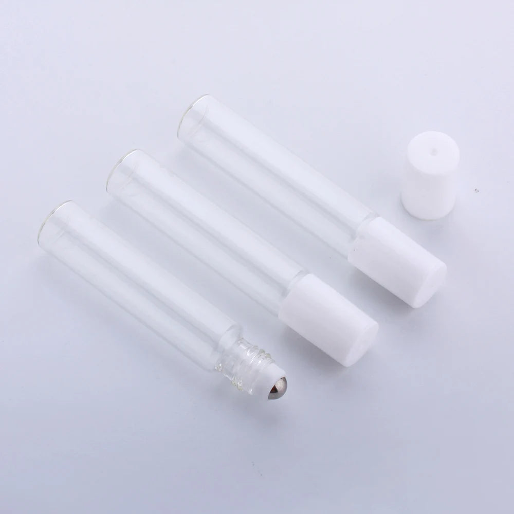 Glass Roll-On Vials – 10ml Transparent Essential Oil Bottles for Aromatherapy