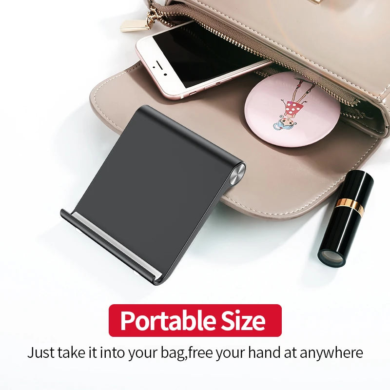 Adjustable Desk Phone Stand – Portable Aluminum Holder for Smartphones