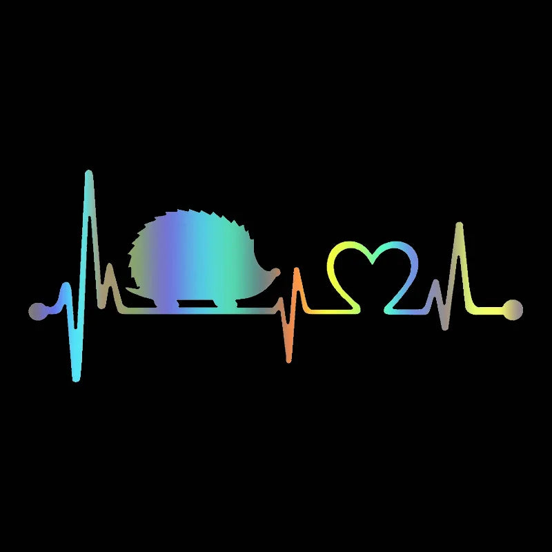 Hedgehog Heartbeat Vinyl Decal – Waterproof Sticker for Cars and Laptops