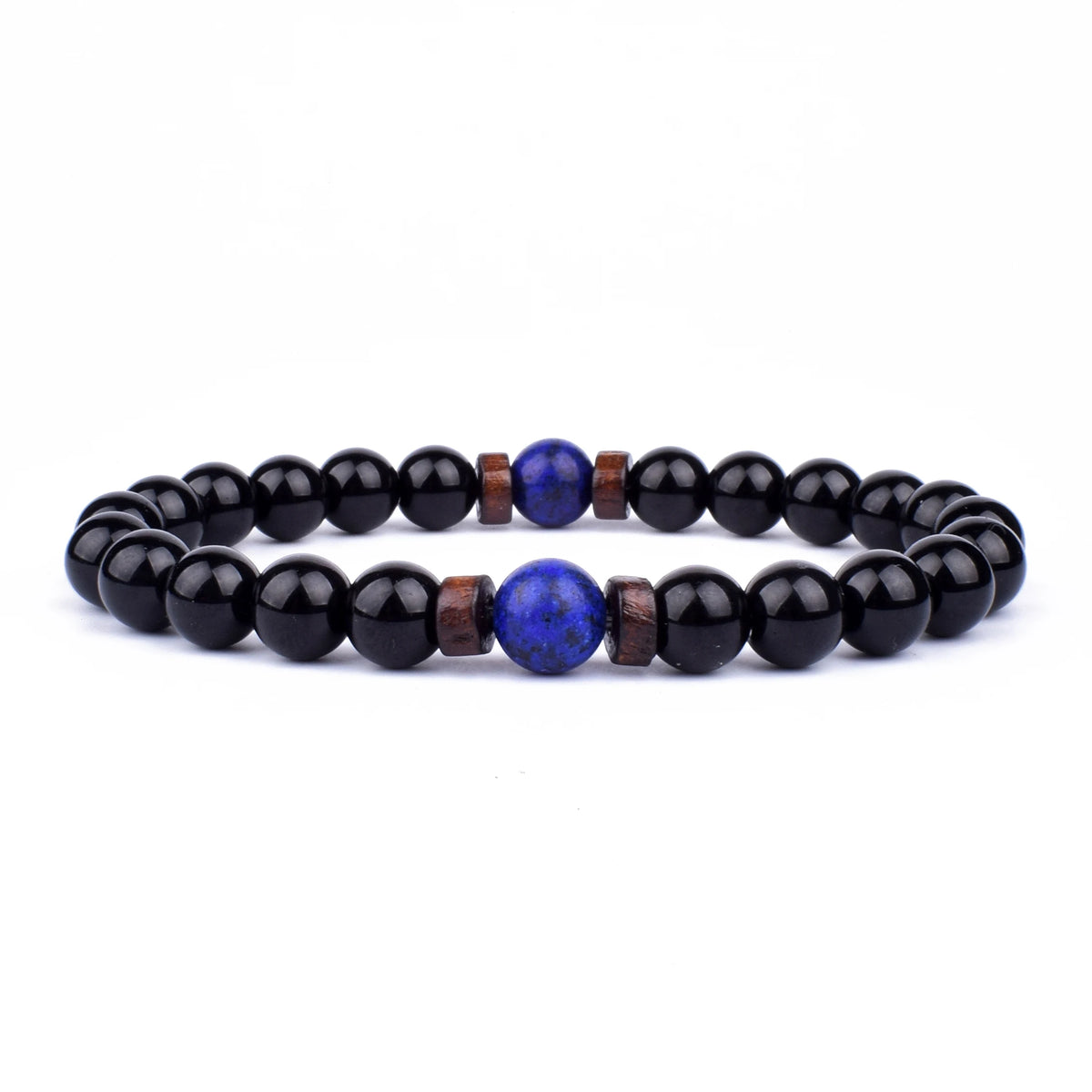 Lava Stone and Wood Bead Bracelet – 8mm Tibetan Buddha Jewelry for Men and Women