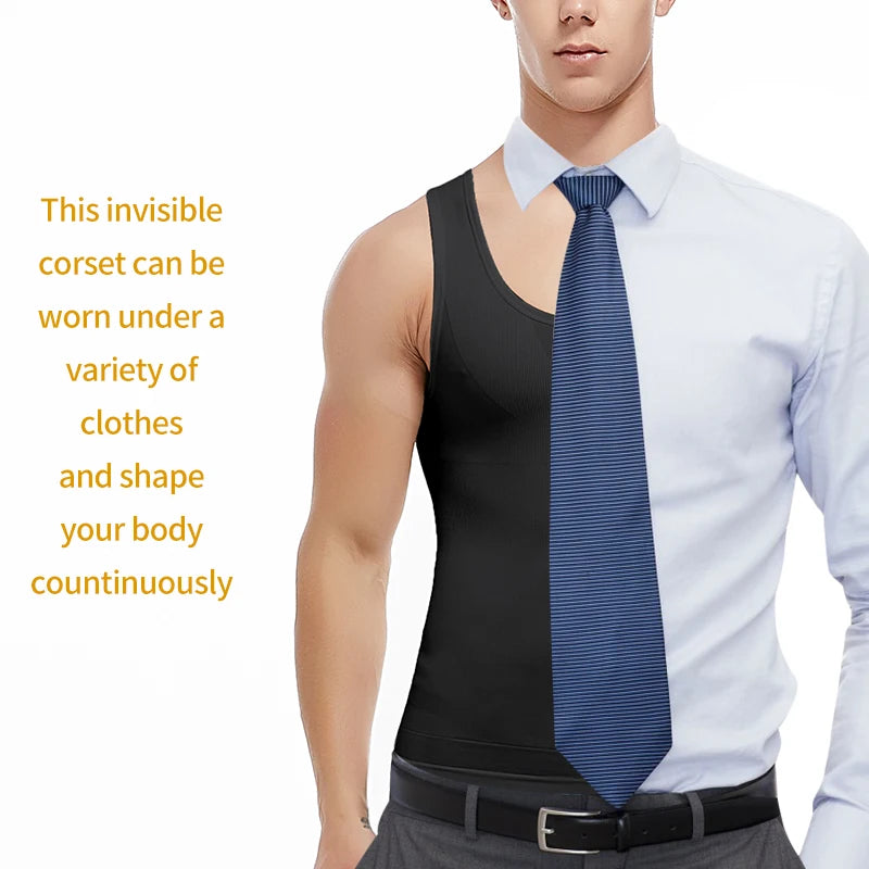 Compression Tank Top – Abdomen Slimming Body Shaper for Gynecomastia Support