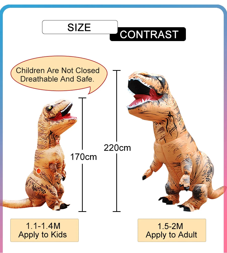 Inflatable T-Rex Costume – Dinosaur Mascot Suit for Kids and Adults