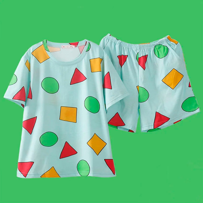 Crayon Shin-chan Cotton Pajama Set – Summer Sleepwear for Couples