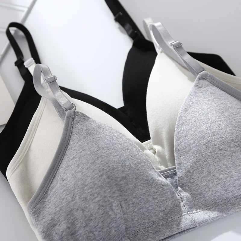 Seamless Cotton Push Up Bra – Wireless V-Neck Comfort Lingerie for Women
