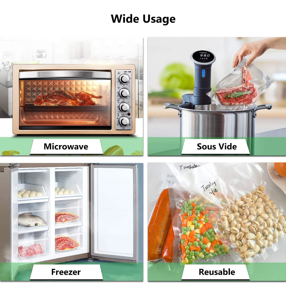 Vacuum Sealer Roll Bags – 300cm Food Storage for Kitchen Packaging
