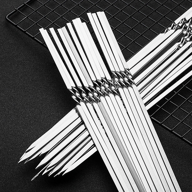 Stainless Steel Barbecue Skewers – Reusable Metal Kebabs for Outdoor Cooking