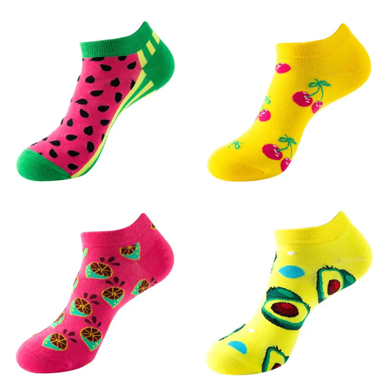 Avocado Cotton Boat Socks – Funny Fruit Pattern for Men and Women