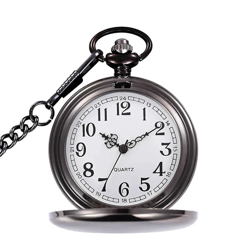 Vintage Roman Numeral Pocket Watch – 37cm Steel Fob Chain for Men and Women
