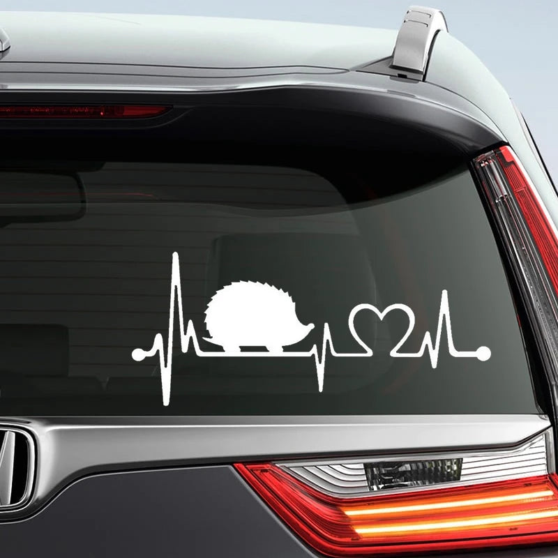 Hedgehog Heartbeat Vinyl Decal – Waterproof Sticker for Cars and Laptops
