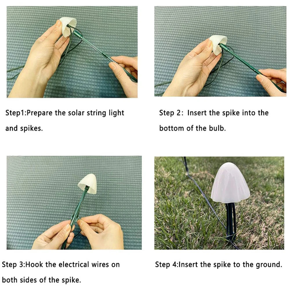 Mushroom Solar String Lights – LED Fairy Garden Decor for Outdoor Landscapes