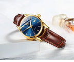 OLEVS Quartz Wristwatch – Leather Strap for Business Casual Wear