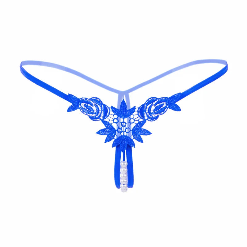 Lace G-String Thong – Pearl Back Bow Details for Sexy Lingerie