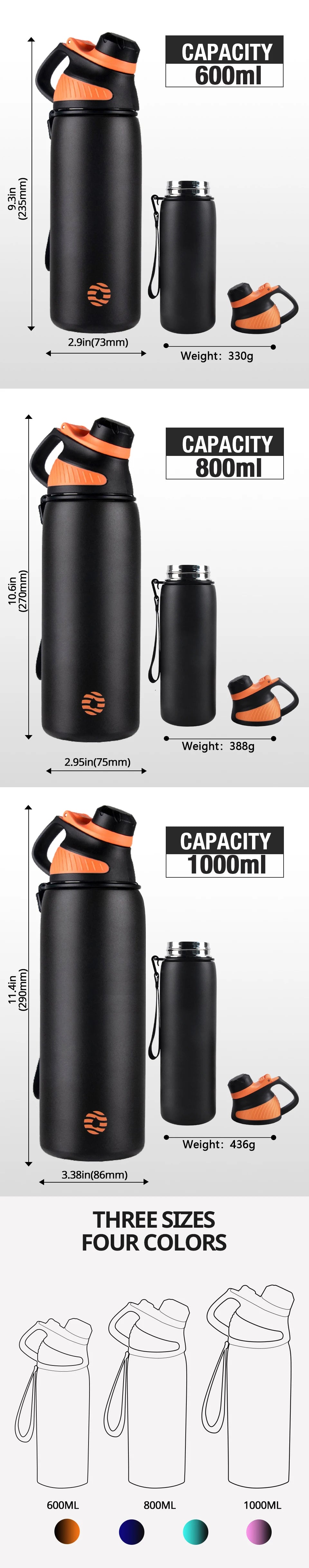 Stainless Steel Vacuum Flask – Magnetic Lid Thermal Mug for Outdoor Sports